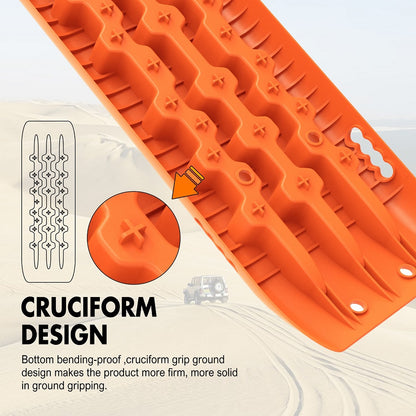 Orange cruciform design ground mat with detailed pattern on a beige background