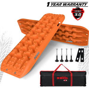 Orange inflatable mat with carrying bag and tools on a white background, featuring X-Bull branding.