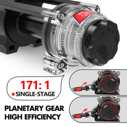 High-efficiency planetary gear system with clear casing and red label on a white background