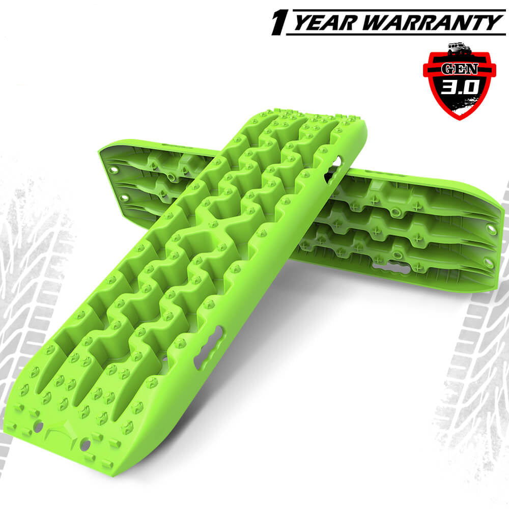 Two green X-BULL recovery tracks with reinforced design, displayed on a white background.