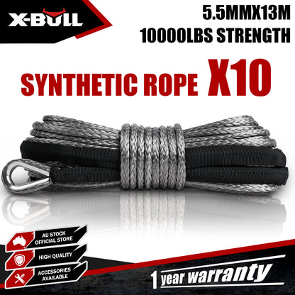 X-BULL Synthetic Dyneem Rope 5.5MM x 13M SK75 Car Tow Recovery Winch Cable Line