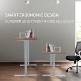 Fortia Sit To Stand Up Standing Desk, 120x60cm, 72-118cm Electric Height Adjustable, 70kg Load, Walnut Style/Silver Frame