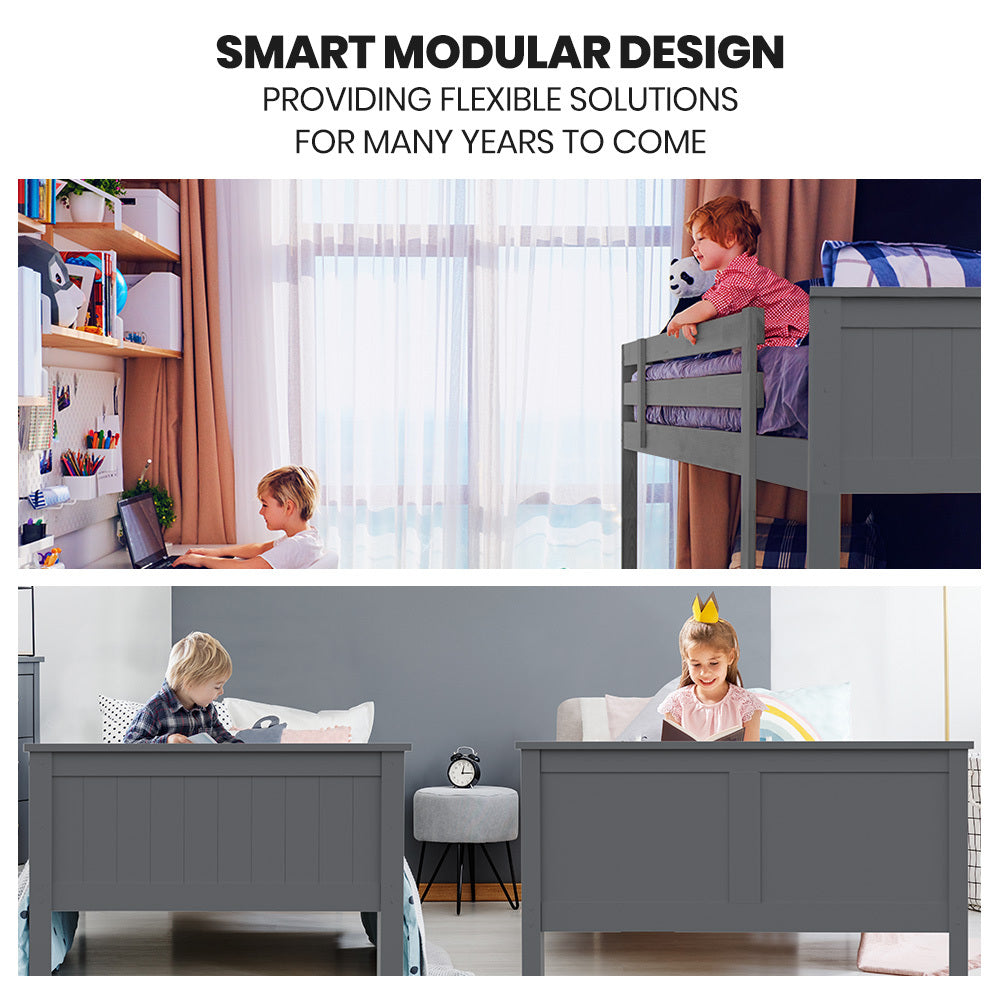 Smart modular design bed and desk set in a home setting.
