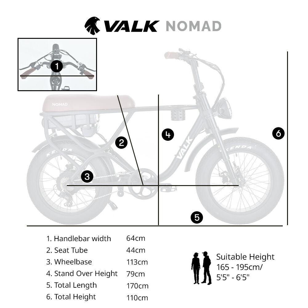 VALK Nomad Electric Bike Fat Tyre 500W 45km/hr
