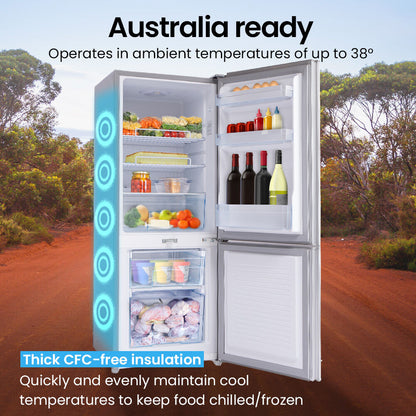 GECKO 139L Upright Portable Fridge / Freezer, 12V/24V/240V for Motorhome and Caravan, Silver