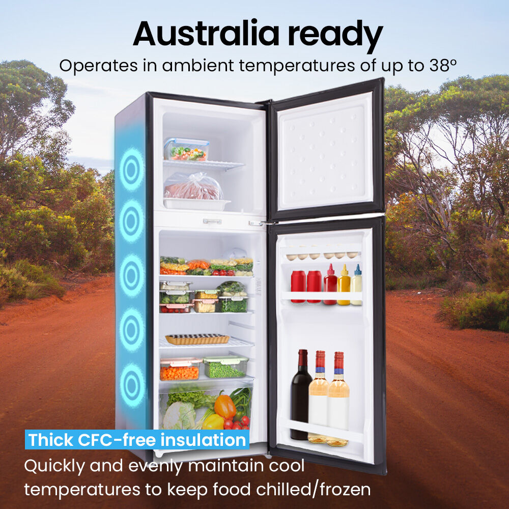 GECKO 142L Upright Portable Fridge Freezer, 12V/24V/240V Black