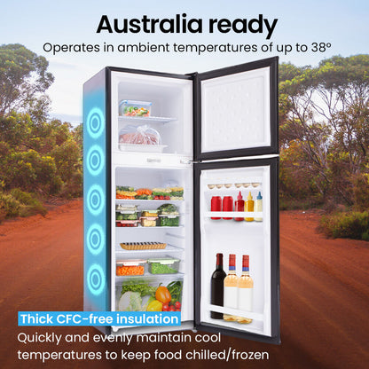 GECKO 142L Upright Portable Fridge Freezer, 12V/24V/240V Black