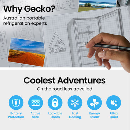 GECKO 142L Upright Portable Fridge Freezer 12V/24V/240V-Silver