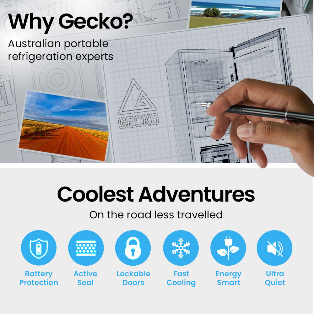 GECKO 160L Upright Portable Fridge Freezer 12V/24V/240V-Silver