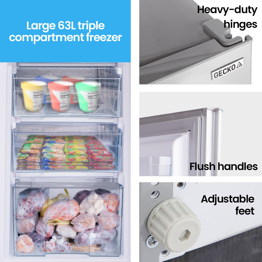 GECKO 160L Upright Portable Fridge Freezer 12V/24V/240V-Silver