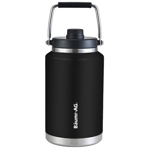 BAUMR-AG 3.8L Double Wall Insulated Stainless Steel Water Bottle, Drink Jug with Handle, Black