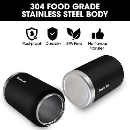 BAUMR-AG 3.8L Double Wall Insulated Stainless Steel Water Bottle, Drink Jug with Handle, Black