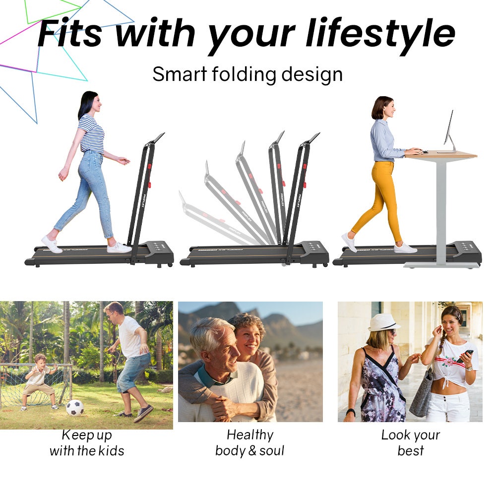 PROFLEX Electric Walking Pad Under Desk Treadmill, Compact Foldable Size, Tablet Holder, LCD Display, Walk or Light Jog