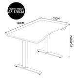 Fortia Sit To Stand Up Standing Desk, 160x75cm, 62-128cm Electric Height Adjustable, Dual Motor, 120kg Load, Arched, Black/Silver Frame