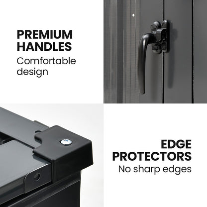 Triple Steel Wheelie Garbage Bin Storage Shed, Enclosure with 3 Opening Doors