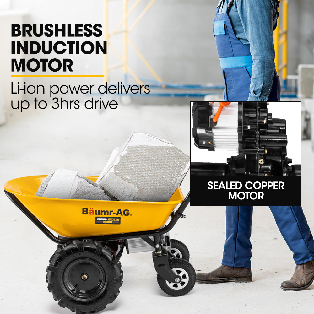 Electric Wheelbarrow Baumr-AG 40V Battery 100L Bucket 4 Wheel, 260kg Capacity

Introducing the Baumr-AG 4 Wheeled BPR-800E: The 40V Battery Powered 100L 2WD Wheelbarrow is designed to revolutionise your heavy-duty material hauling. It has powerful features and offers efficient operation, this wheelbarrow is a game-changer for job sites, farms and landscaping tasks.