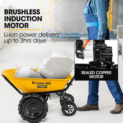 Electric Wheelbarrow Baumr-AG 40V Battery 100L Bucket 4 Wheel, 260kg Capacity

Introducing the Baumr-AG 4 Wheeled BPR-800E: The 40V Battery Powered 100L 2WD Wheelbarrow is designed to revolutionise your heavy-duty material hauling. It has powerful features and offers efficient operation, this wheelbarrow is a game-changer for job sites, farms and landscaping tasks.