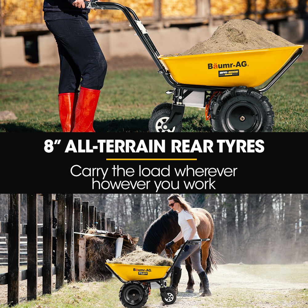 Electric Wheelbarrow Baumr-AG 40V Battery 100L Bucket 4 Wheel, 260kg Capacity

Introducing the Baumr-AG 4 Wheeled BPR-800E: The 40V Battery Powered 100L 2WD Wheelbarrow is designed to revolutionise your heavy-duty material hauling. It has powerful features and offers efficient operation, this wheelbarrow is a game-changer for job sites, farms and landscaping tasks.