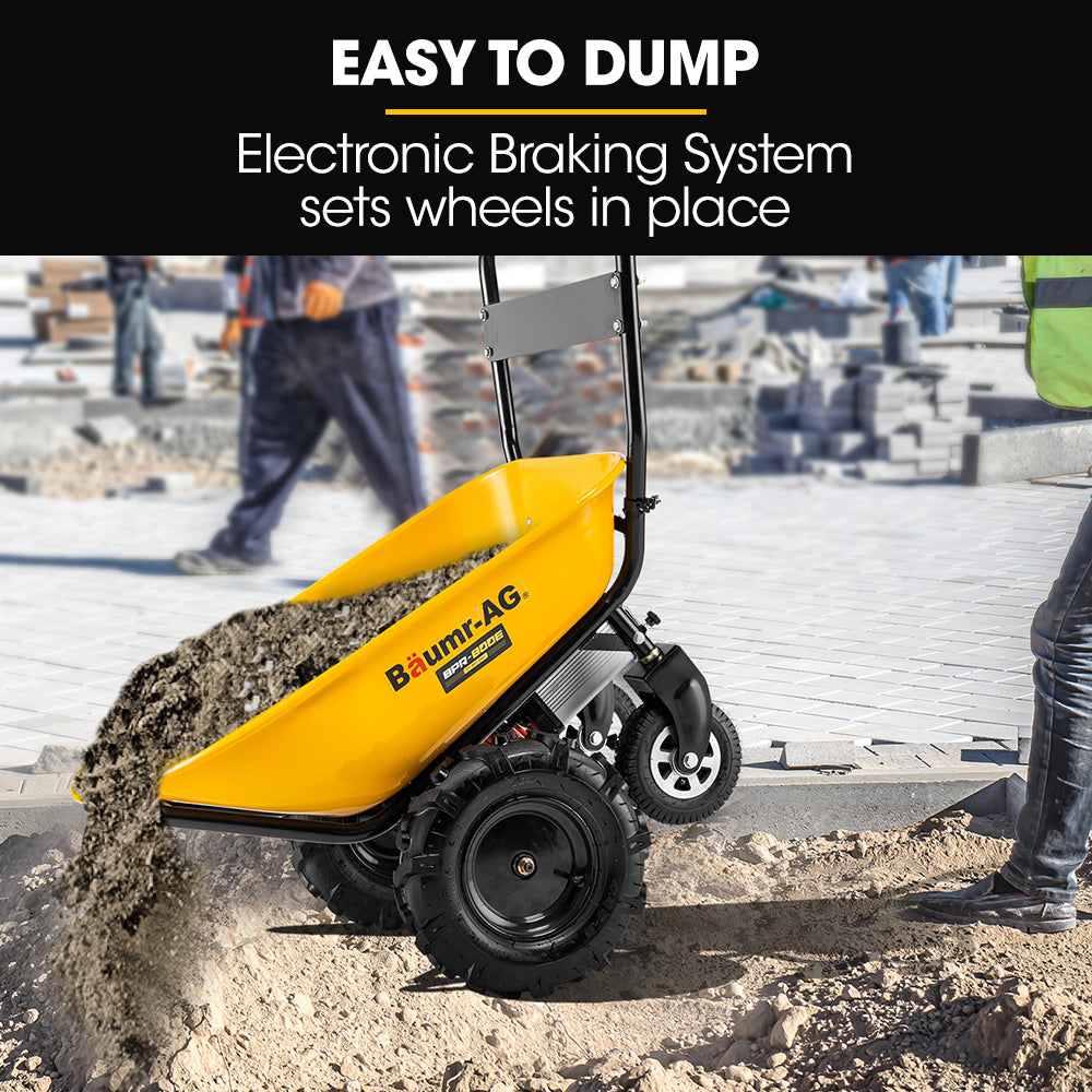 Electric Wheelbarrow Baumr-AG 40V Battery 100L Bucket 4 Wheel, 260kg Capacity

Introducing the Baumr-AG 4 Wheeled BPR-800E: The 40V Battery Powered 100L 2WD Wheelbarrow is designed to revolutionise your heavy-duty material hauling. It has powerful features and offers efficient operation, this wheelbarrow is a game-changer for job sites, farms and landscaping tasks.