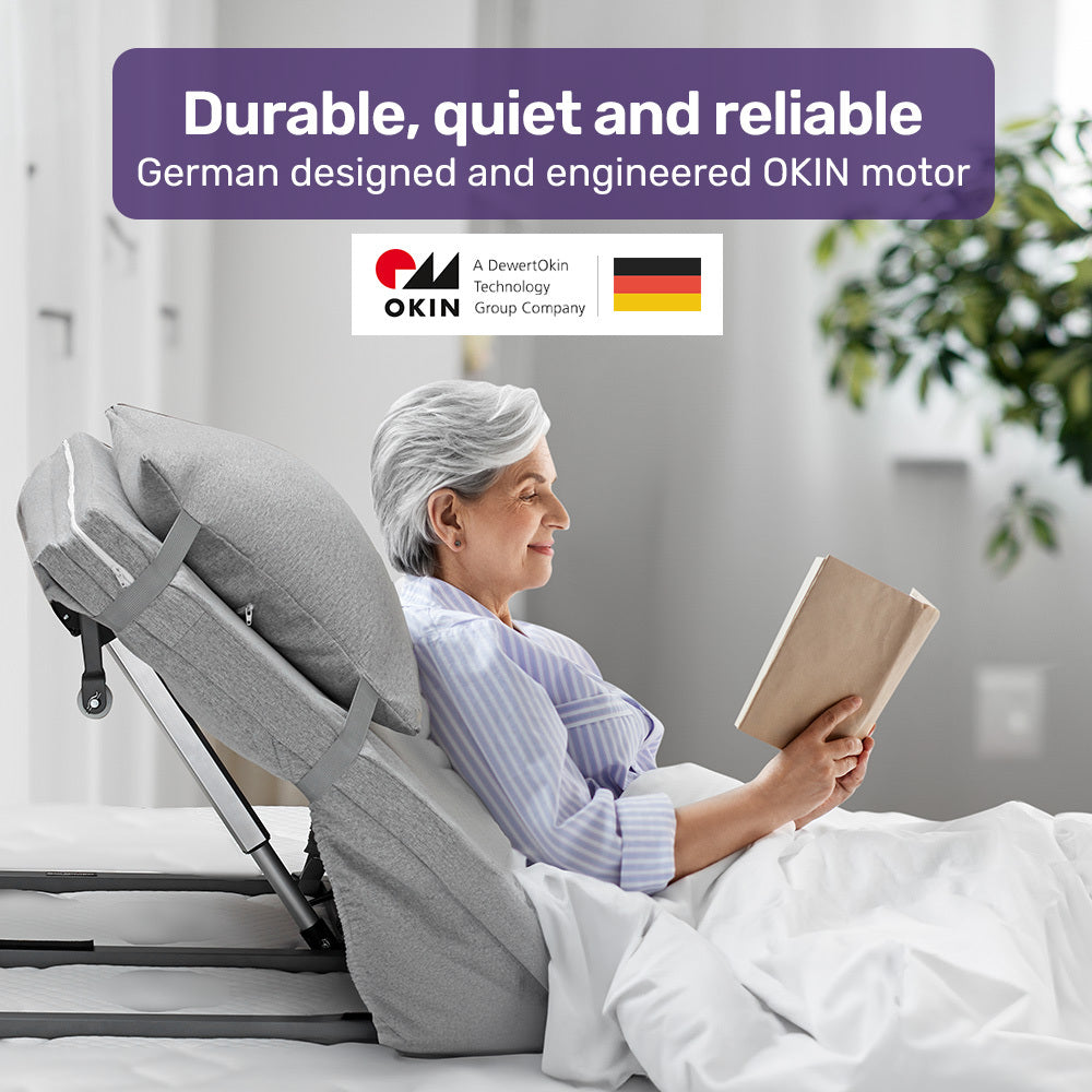 Equipmed Electric Adjustable Bed Backrest Lifting Back Support with Remote Control, Grey