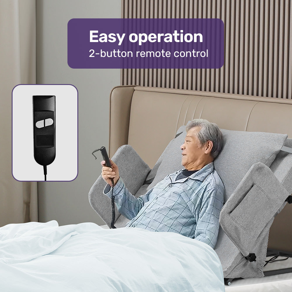 Equipmed Electric Adjustable Bed Backrest Lifting Back Support with Remote Control, Grey
