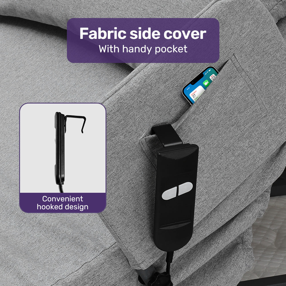 Equipmed Electric Adjustable Bed Backrest Lifting Back Support with Remote Control, Grey