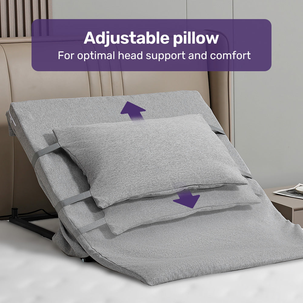 Equipmed Electric Adjustable Bed Backrest Lifting Back Support with Remote Control, Grey
