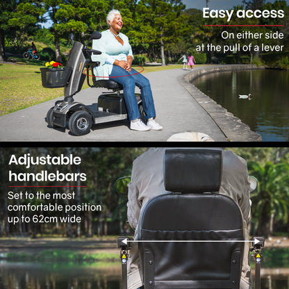 Electric Mobility Scooter 30km Max Range 180kg capacity Grey

The Electric Mobility Scooter offers a 30km maximum range and a weight capacity of 180kg. This scooter provides convenient and reliable transportation for individuals with limited mobility. With its sleek grey design, it combines functionality with style. Perfect for running errands or enjoying outdoor activities, this scooter will give you the freedom to go where you want with ease and comfort.