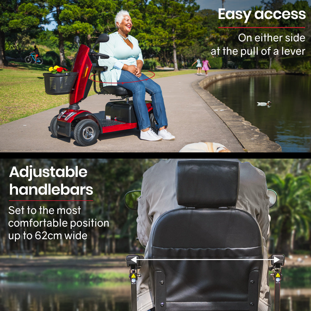 Electric Mobility Scooter Varied Terrain, 200kg Capacity Mobility Scooter - Red

The Electric Mobility Scooter in Red offers a max range of 30km and a high weight capacity of 180kg. Designed for varied terrains, this expertly crafted mobility scooter provides reliable and comfortable transportation for individuals weighing up to 200kg.