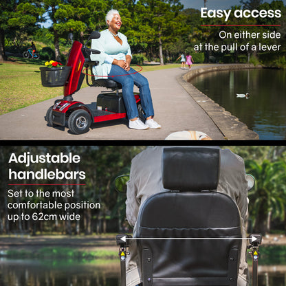 Electric Mobility Scooter Varied Terrain, 200kg Capacity Mobility Scooter - Red

The Electric Mobility Scooter in Red offers a max range of 30km and a high weight capacity of 180kg. Designed for varied terrains, this expertly crafted mobility scooter provides reliable and comfortable transportation for individuals weighing up to 200kg.