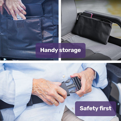 Equipmed Electric Folding Wheelchair, Wide Bariatric Chair Seat, Comfortable for S-XL, Long Range, Lithium Battery, Black/Grey