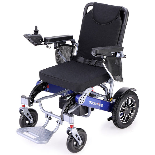 Electric Wheelchair Folding Long Range 15KM Blue