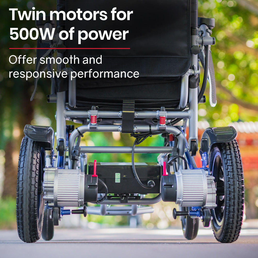 Electric Wheelchair Folding Long Range 15KM Blue