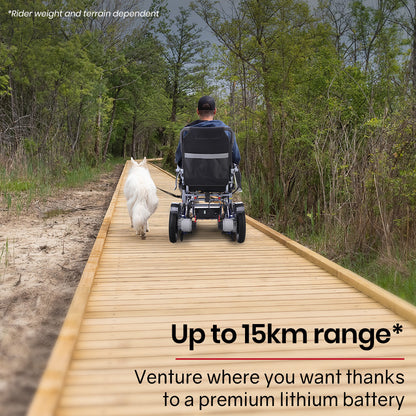 Electric Wheelchair Folding Long Range 15KM Blue
