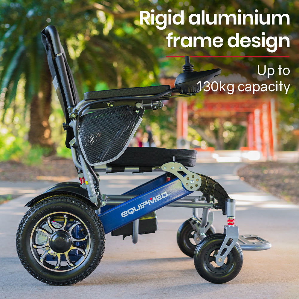 Electric Wheelchair Folding Long Range 15KM Blue