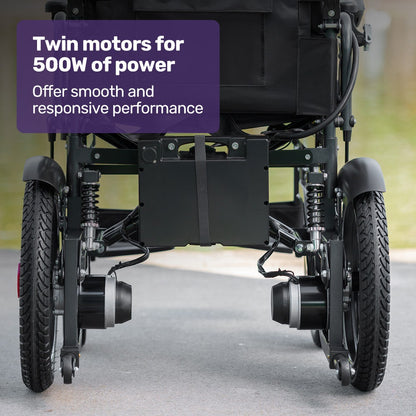 Electric Wheelchairs Folding Long Range 20KM Black