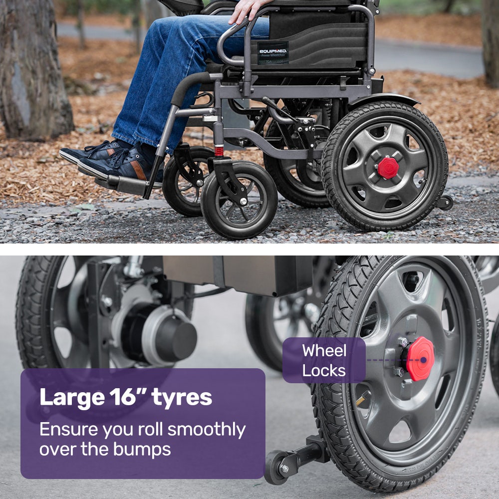 Electric Wheelchairs Folding Long Range 20KM Black