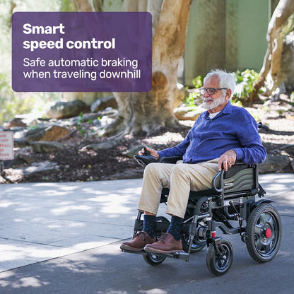 Electric Wheelchairs Folding Long Range 20KM Black