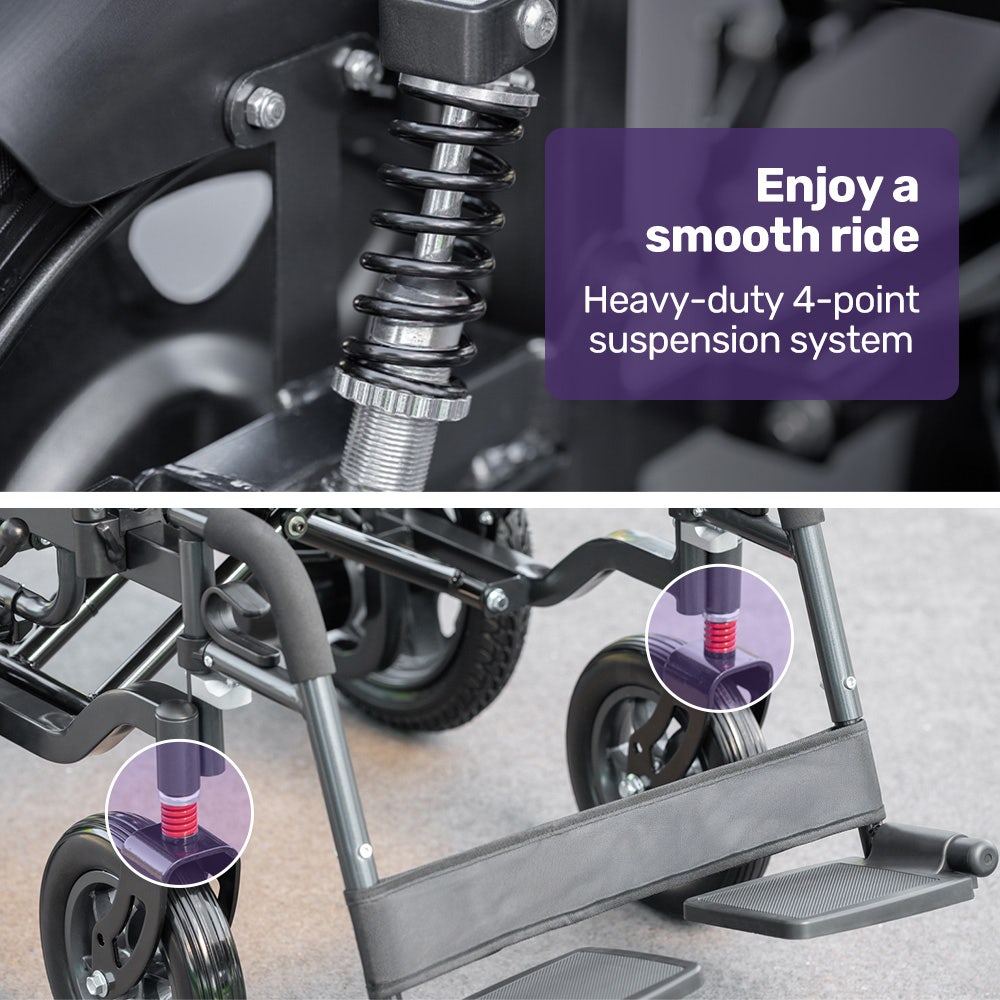 Electric Wheelchairs Folding Long Range 20KM Black