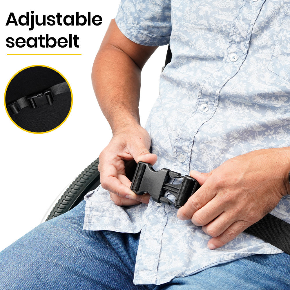 EQUIPMED Extra-Wide Folding Wheelchair, Aluminium Frame, 150kg Capacity, 24 Inch Wheels, Park Brakes, Black

The EQUIPMED Extra-Wide Folding Wheelchair offers a sturdy and lightweight aluminium frame, with a generous 150kg weight capacity and 24-inch wheels for effortless maneuvering. Its park brakes provide added safety and stability. Foldable for easy transport. The perfect solution for those seeking comfort and independence.