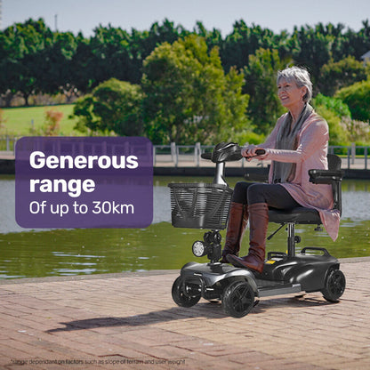 Electric Mobility Scooter Long Range 30km Range Grey

Regain independence with the Equipmed FreeLite+ Electric Mobility Scooter, designed for smooth, reliable travel. With a top speed of 8km/h and a 30km range, its perfect for everyday errands, social outings, and outdoor adventures.