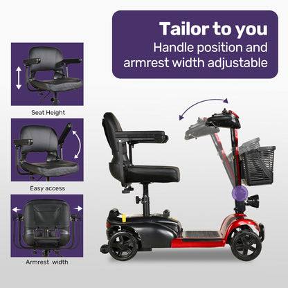 Electric Mobility Scooter Long Range 30km Red