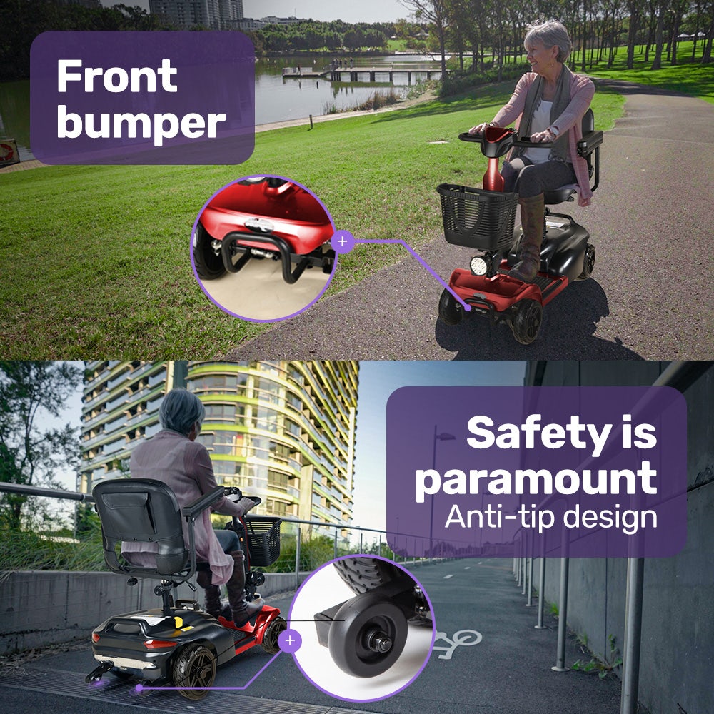 Electric Mobility Scooter Long Range 30km Red