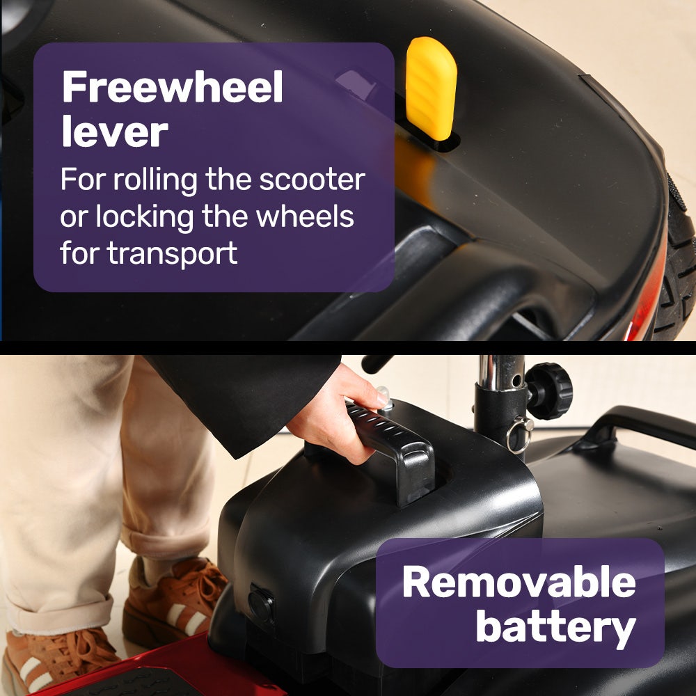 Electric Mobility Scooter Long Range 30km Red