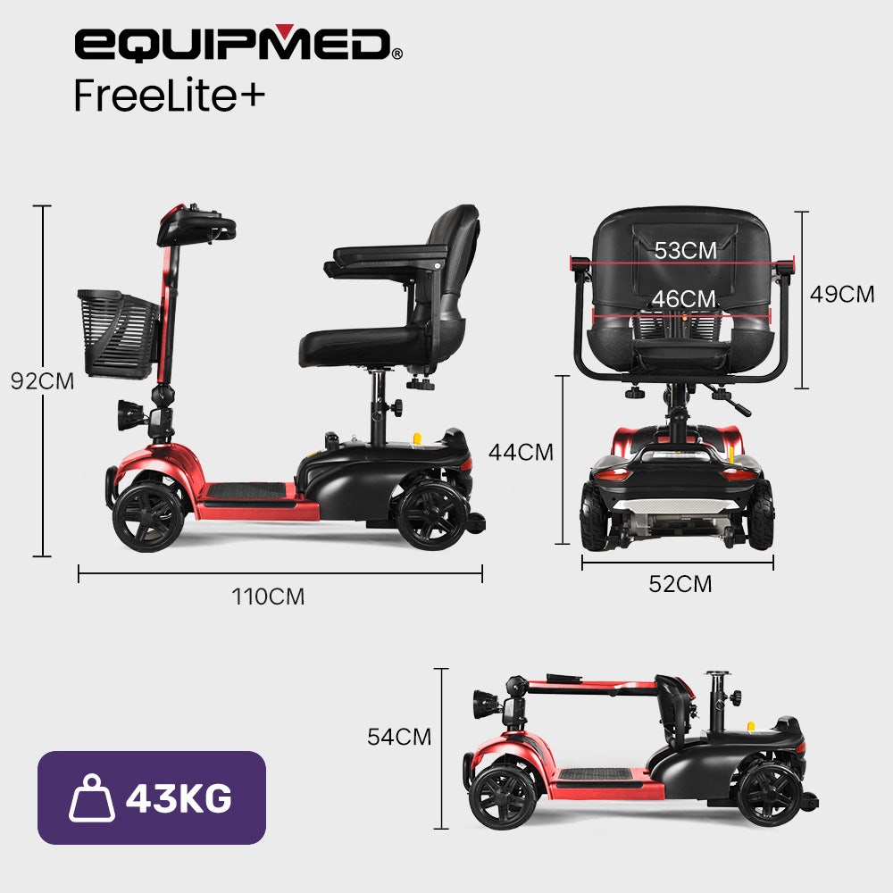 Electric Mobility Scooter Long Range 30km Red