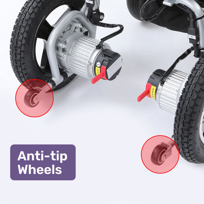 EQUIPMED Ultra-Light Power Wheelchair, Tight Turning Electric Motorised Wheel Chair, Folding, ARTG Certified, Aluminium Frame, Lithium Battery, Brown