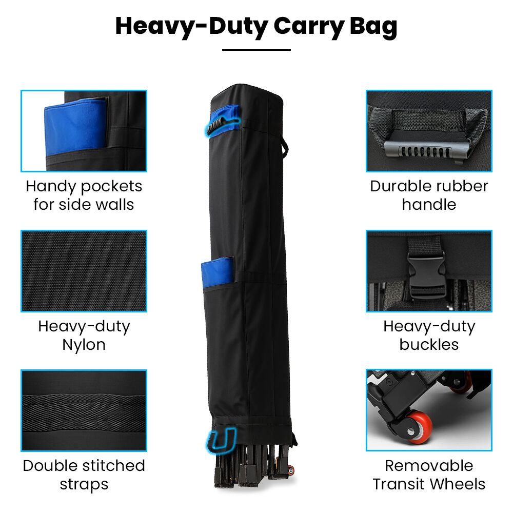 RED TRACK 3x3m Premium Pop Up Gazebo Marquee, Patented Steel Cable Canopy Support System, Wheeled Carry Bag, Side Walls, UV Block, Reinforced Frame, White