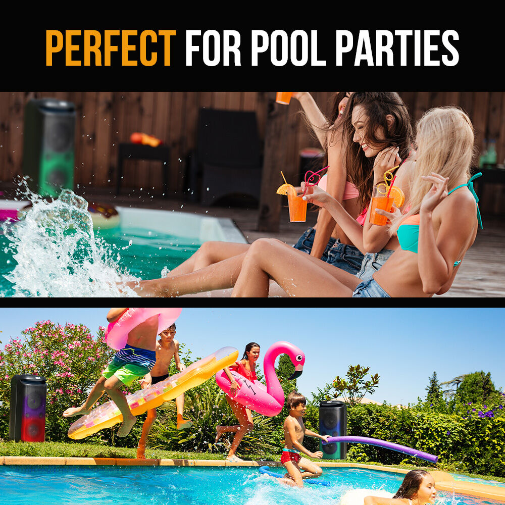 M&B 120W Portable IPX4 Bluetooth Speaker w/ Karaoke Mic, TWS, RGB, USB & Battery