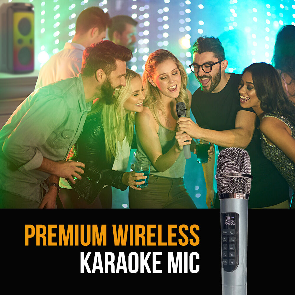 M&B 120W Portable IPX4 Bluetooth Speaker w/ Karaoke Mic, TWS, RGB, USB & Battery