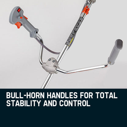 MTM 62cc 7in1 Brush Cutter Garden Multi-Tool , Pole Hedge & Line Trimmer, Bullhorn Handle, 12" Tree Trimming Pruning